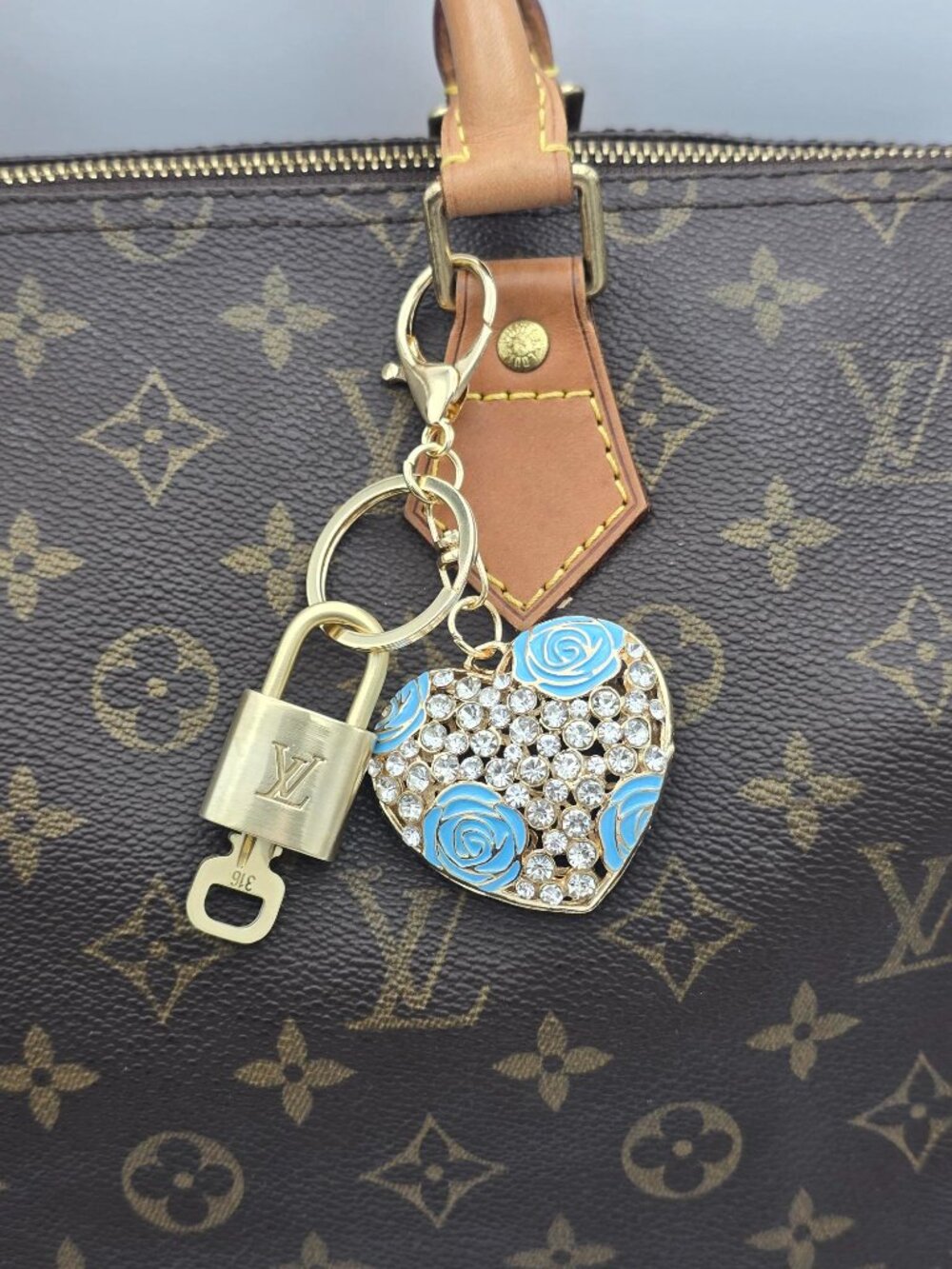 LV Gold Padlock 🔑 Authentic Louis Vuitton Charm + Unbranded Heart Keychain